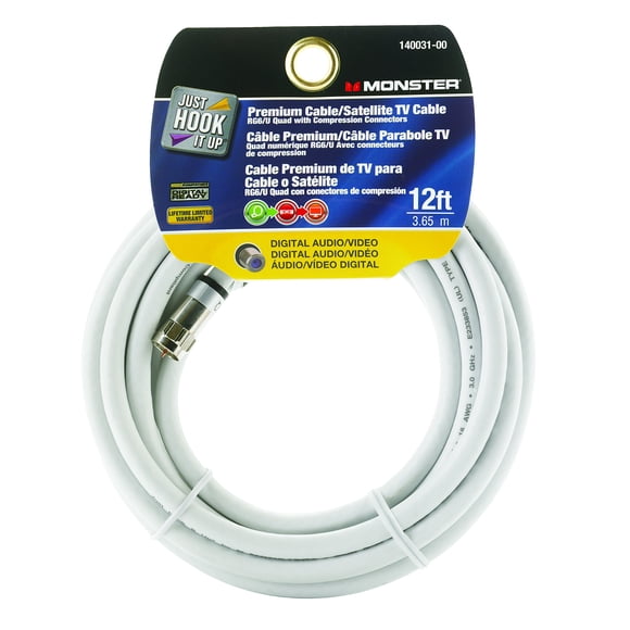 Cable coaxial Monster Cable Digital de 75 ohmios, 12 pies