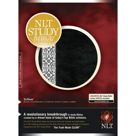Bible Fabric NLT Study Bible, Floral TuTone (Red Letter, LeatherLike, Black/Vintage Cream Floral Fabric, Indexed) ()