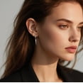 thumbnail image 2 of Sterling Silver Spike Small Hoop Earrings for Women Teens Geometric Hoop Earrings Huggie Drop, 2 of 5