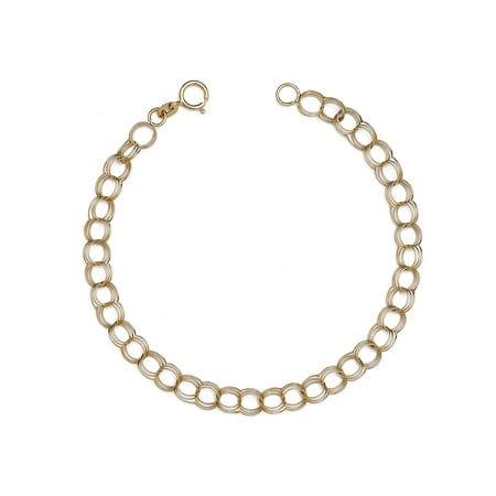 Floreo 10k Fine Gold Lightweight Hollow Triple Link Charm Bracelet for Women and Girls (0.2")