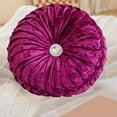 thumbnail image 4 of XIA0LE Halloween Decorative Round Pleated Throw Pillows, 14.5" Classy Accent Pumpkin Throw Pillows With Center Button, Vintage Velvet Floor Pillows For Sofa Vanity Chair Bed,Purple, 4 of 6