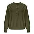 thumbnail image 6 of Womens Baggy Sweaters with Buttons Lantern Long Sleeve Trendy Pullover Knit Tops Soft Casual Fall Jumpers Knitwear (L, Army Green), 6 of 7