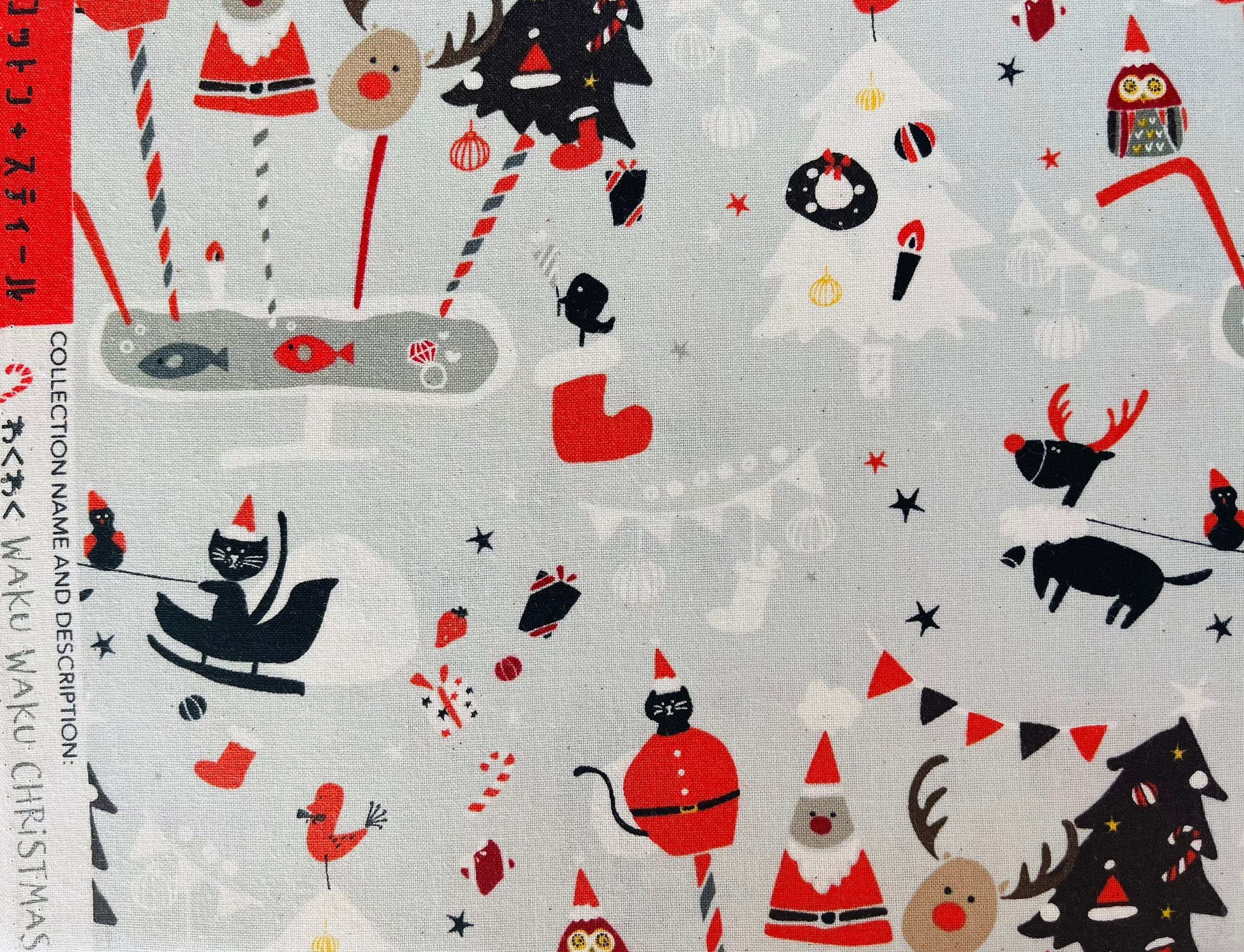 Waku Waku Christmas-Holiday Party-Gray Unbleached Fabric-Naocom-Cotton+ Steel