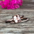thumbnail image 4 of Shining Bridal Set Cushion Cut Gemstone 1.25 Carat Morganite Engagement Ring Set Handmade Solid 10k Rose Gold Art Deco, 4 of 5