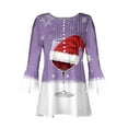 thumbnail image 4 of Camisetas con Cuello en V Mujeres Moda Impresa 3/4 Mangas Blusa, Top Cómodo Casual para el Hogar Y Diario, 4 of 4
