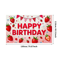 thumbnail image 2 of Strawberry Themed Happy Birthday Banner Background Backdrop Party Decorations for Birthday Party Photography Props Photo Booth Decors, 2 of 7