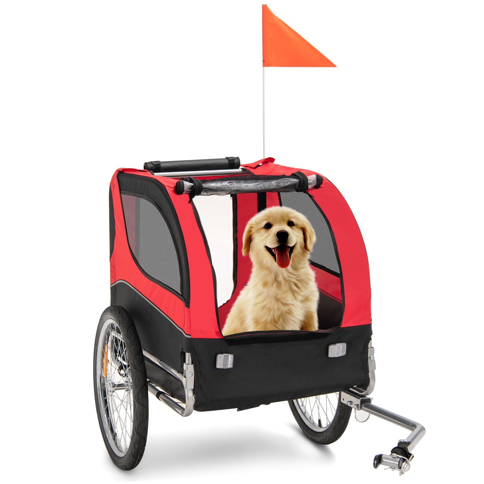 Infans Dog Bike Trailer Foldable Pet Cart w/ 3 Entrances for Travel ...