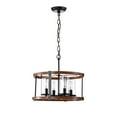 thumbnail image 4 of Warehouse of Tiffany Akua Metal Wood Grain/Matte Black 4-light Chandelier, 4 of 5