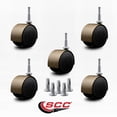 thumbnail image 2 of 2-3/8 Inch Floor Safe Antique Hooded Twin Wheel Caster Grip Neck Stem Set of 5, 2 of 2
