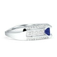 thumbnail image 5 of Round Engagement Ring Blue Sapphire Cubic Zirconia White Tone 925 Sterling Silver, Size 8, 5 of 7