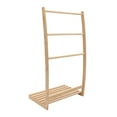 thumbnail image 4 of Wuzstar 3 Tier Bamboo Towel Rack Solid Wood Leaning Ladder Quilts Drying Stand Holder for Living Room or Bedroom, 4 of 12