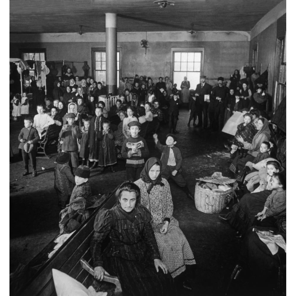 Immigrants Awaiting Examination At Ellis Island History (18 x 24 ...