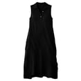 thumbnail image 5 of Women's Dress Cotton Linen V Neck Button Up Sleeveless Long Dress Beach Black L, 5 of 5