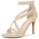 thumbnail image 1 of Sandalias de Tacón de aguja Allegra K con Correa de Tobillo Cremallera para Mujeres Beige 39, 1 of 6