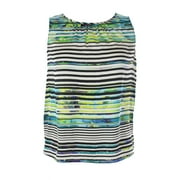 Nine West Green Multi Sleeveless Gathered Neck Blouse XS