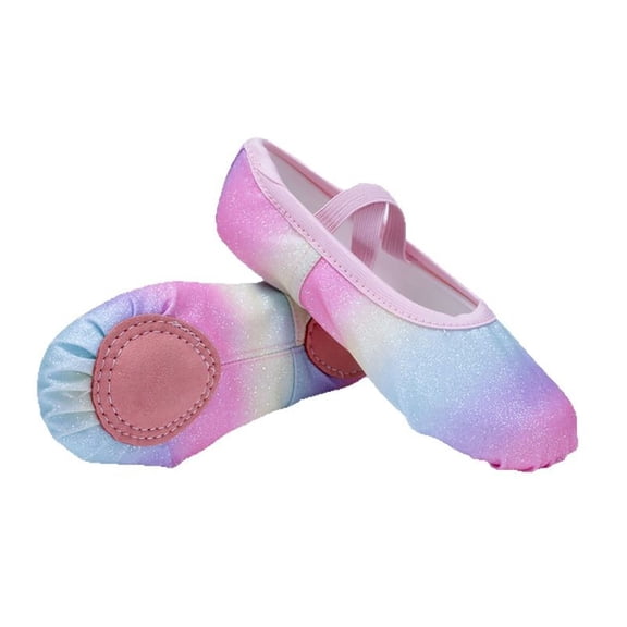 OSOLU Children Girls Shiny Shining Rainbow Ballet Dance Shoes Color Block Comfortable Breathable Casual Beach Shoes