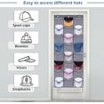 thumbnail image 5 of XKDOUS Over the Door Cap Organizer, 24 Pockets Baseball Hat Rack Hanging Hat Organizer, Hat Holder Over Door Cap Storage with 3 Hooks, Gray, 5 of 8
