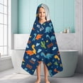 thumbnail image 6 of Blue Dinosaurs with Clouds and Text Hooded Bath Towel，60"x35" for Ages 3 To 12 Kids, Quick Dry Lightweight Soft Microfiber Hood Beach Towel Cover Up for Kids, 6 of 7