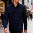 thumbnail image 2 of RYDCOT Men's Fall Winter Turndown Collar Jacket Cotton Military Jackets Fleece Lined Thick Work Warm Trucker Cargo Coats with 2 Flip Bag Pockets Navy, 2 of 9