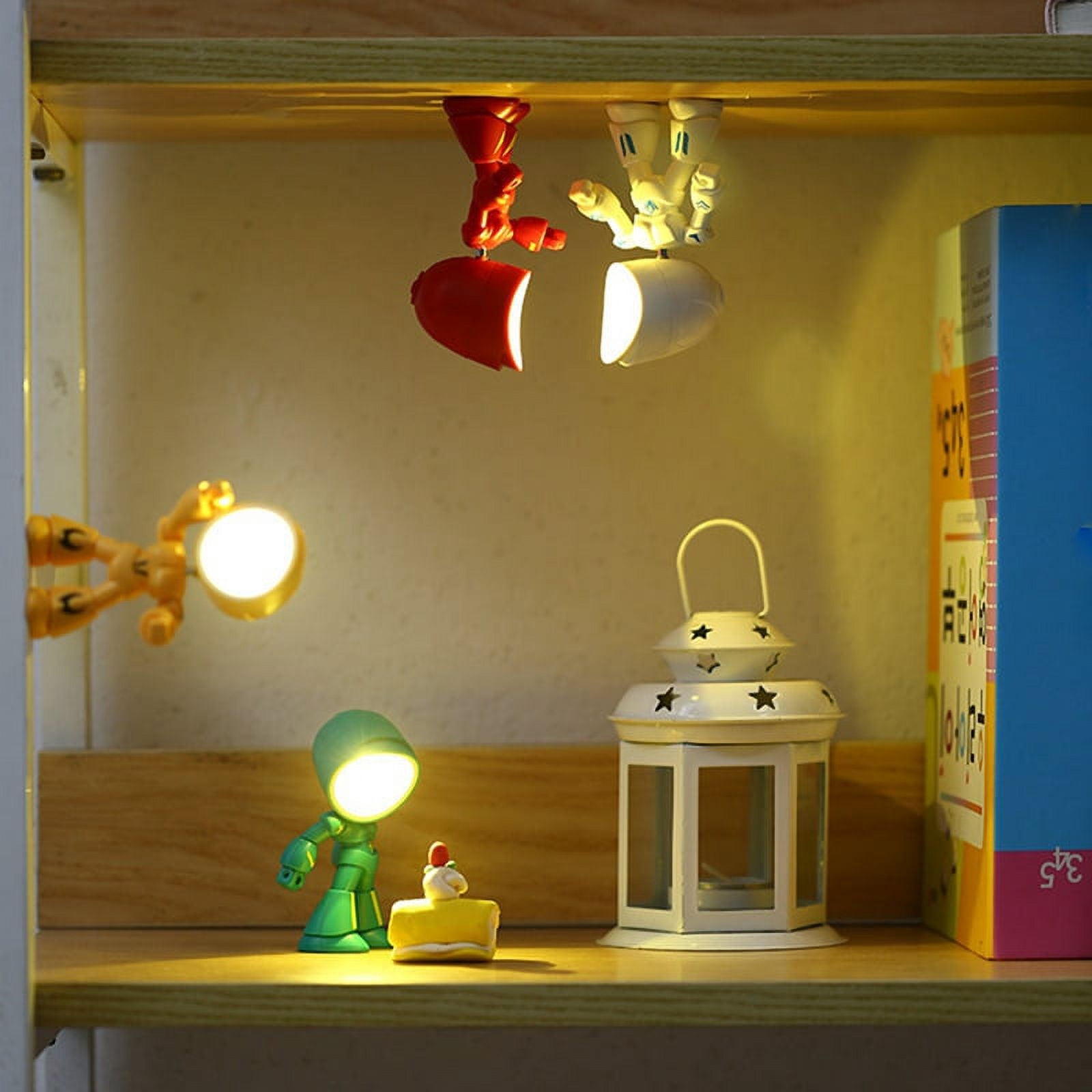 6Pcs Night Light for Kids Mini Robot LED Night Hero Desk Lamp for Boy Bedroom Home Decorations