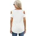 thumbnail image 2 of JYLFC Women T-Shirts Cold Shoulder V Neck Blouse Short Sleeve Tee, White 2XL, 2 of 3