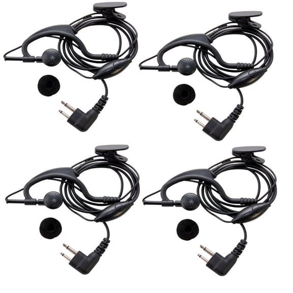 4x HQRP 2-Pin External Ear Loop HeadSet w/ PTT Microphone for Motorola RDV-5100, RDV-2020, RDU-2020