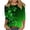 #075-Green, variant on Craaazy St Patricks Day Shirts Womens Casual Crew Neck 3/4 Sleeve Green-themed Loose Tops Gifts