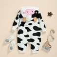 thumbnail image 4 of Trupants Girls Cow Onesies for 2-8 Years - White Cow Print Hooded Jumpsuit with Ear/Snout, 100% Polyester Warm Zip-Up Onesie (Size 100-140),Size 6 Months, 4 of 7