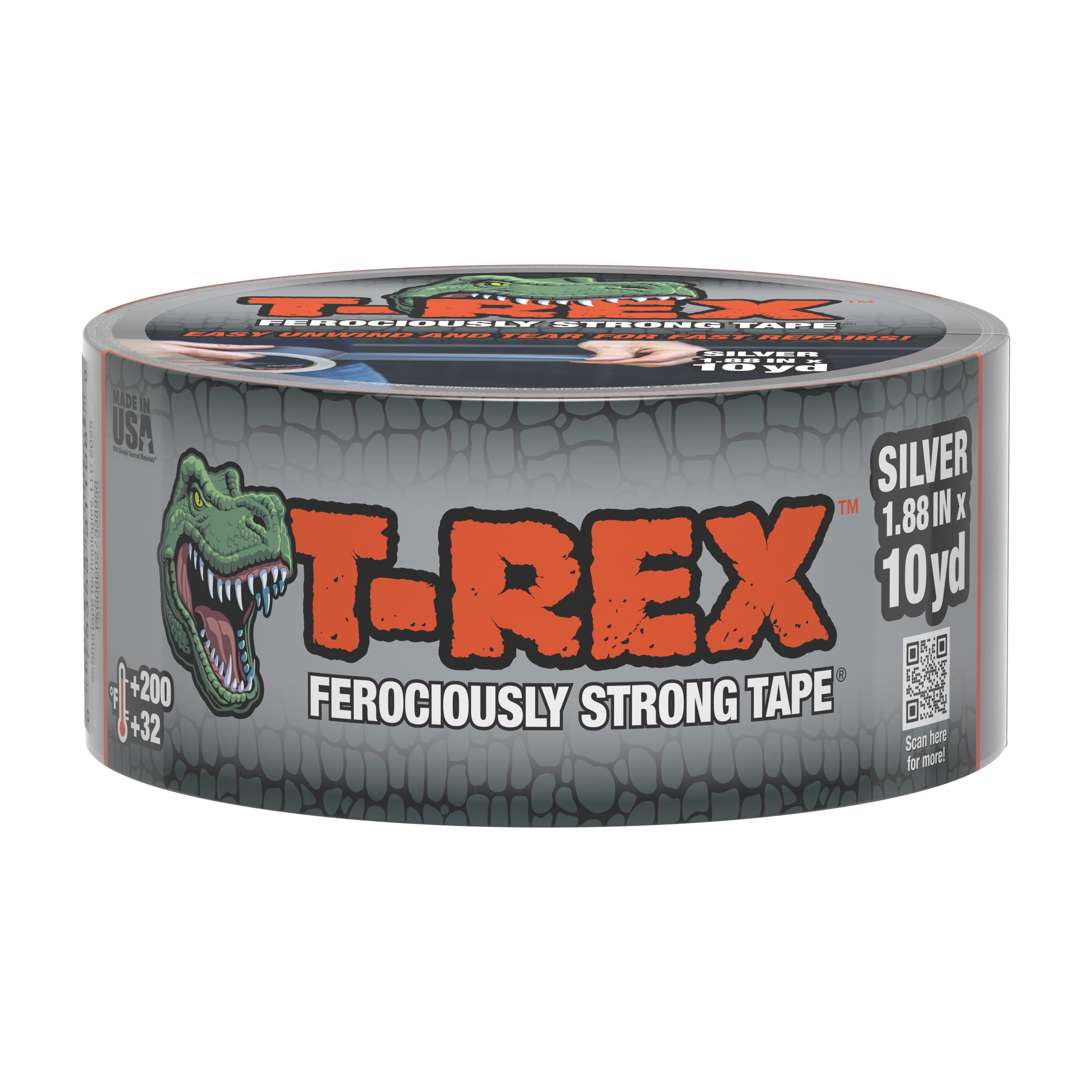 (2 pack) T-Rex Ferociously Strong Gunmetal Gray Duct Tape, 1.88 in. x 10 yd.