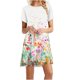 thumbnail image 2 of Puntoco Vestido De Manga Corta Para Mujer Vestido De Cuello Redondo Con Estampado Floral Blanco L,Regalos Para Mujer Joven, 2 of 6