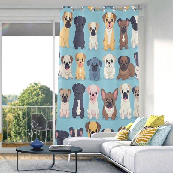 Doodle Animal Dog Blackout Curtains 84"x52" Thermal Insulated Curtain 1 Panel
