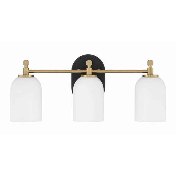 Craftmade - Council 3 Light 20.5 in. Flat Black/Satin Brass Finish Vanity Light with White Frosted Glass