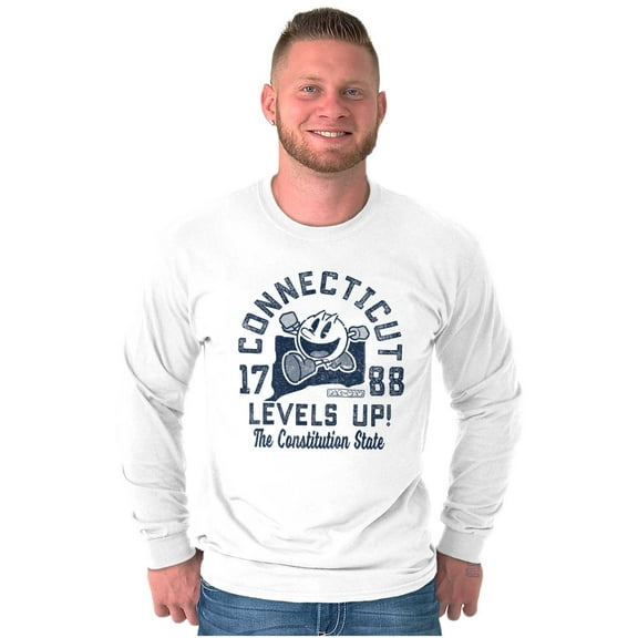 PACMAN Connecticut State Levels Up Long Sleeve TShirt Men Women Brisco Brands S