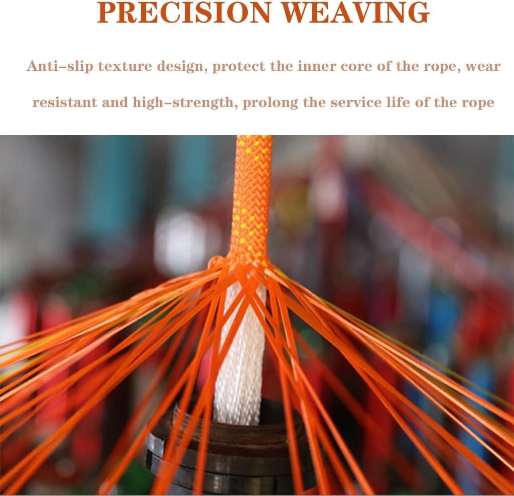 RKXQT 10~200m Accessory Cord Equipment 18mm Multifunctional Cord Safety Rope， Escape Rope Ice Climbing Equipment Fire Rescue Rope (Color : Orange, Size : 18mm x 200m)
