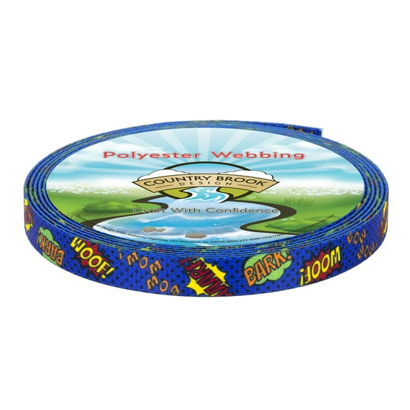 Country Brook Design® 1/2 inch Blue Super Dog Polyester Webbing, 5 Yards