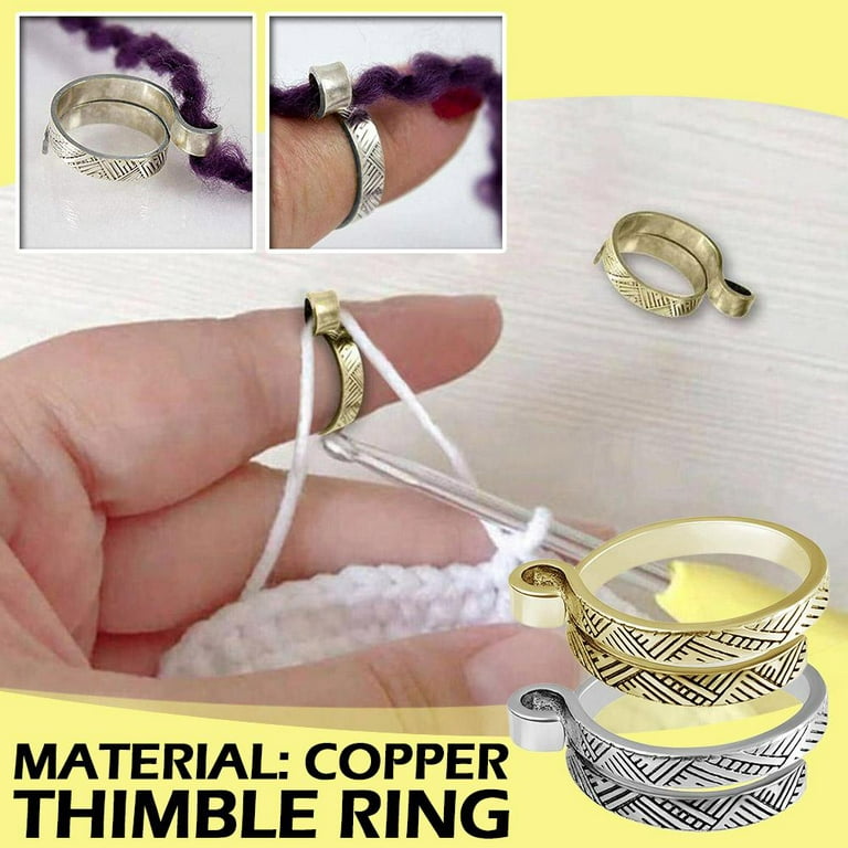  2pcs Crochet Ring Adjustable Knitting Crochet Loop Ring Metal  Open Yarn Tension Ring Knitting Thimbles for Crochet,for Faster Knitting  Guide Finger Holder for Crocheters Accessories