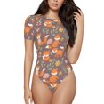 thumbnail image 1 of Balery Cute Little Fox Body de cuello redondo de manga corta para mujer Tops de manga corta Tops básicos-Large, 1 of 7
