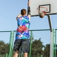 thumbnail image 5 of Sikiie Bright Flowers Basketball Jersey Reversible Men's Mesh Athletic Sports Shirts Training Practice S-4XLXX-Large, 5 of 6