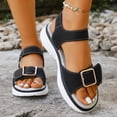 thumbnail image 2 of Flat Sandals for Women, Open-Toe Soft Sole Breathable Elastic Casual, Versatile Spring and Summer Solid Color Round-Toe Slip-On Shoes, 2 of 9