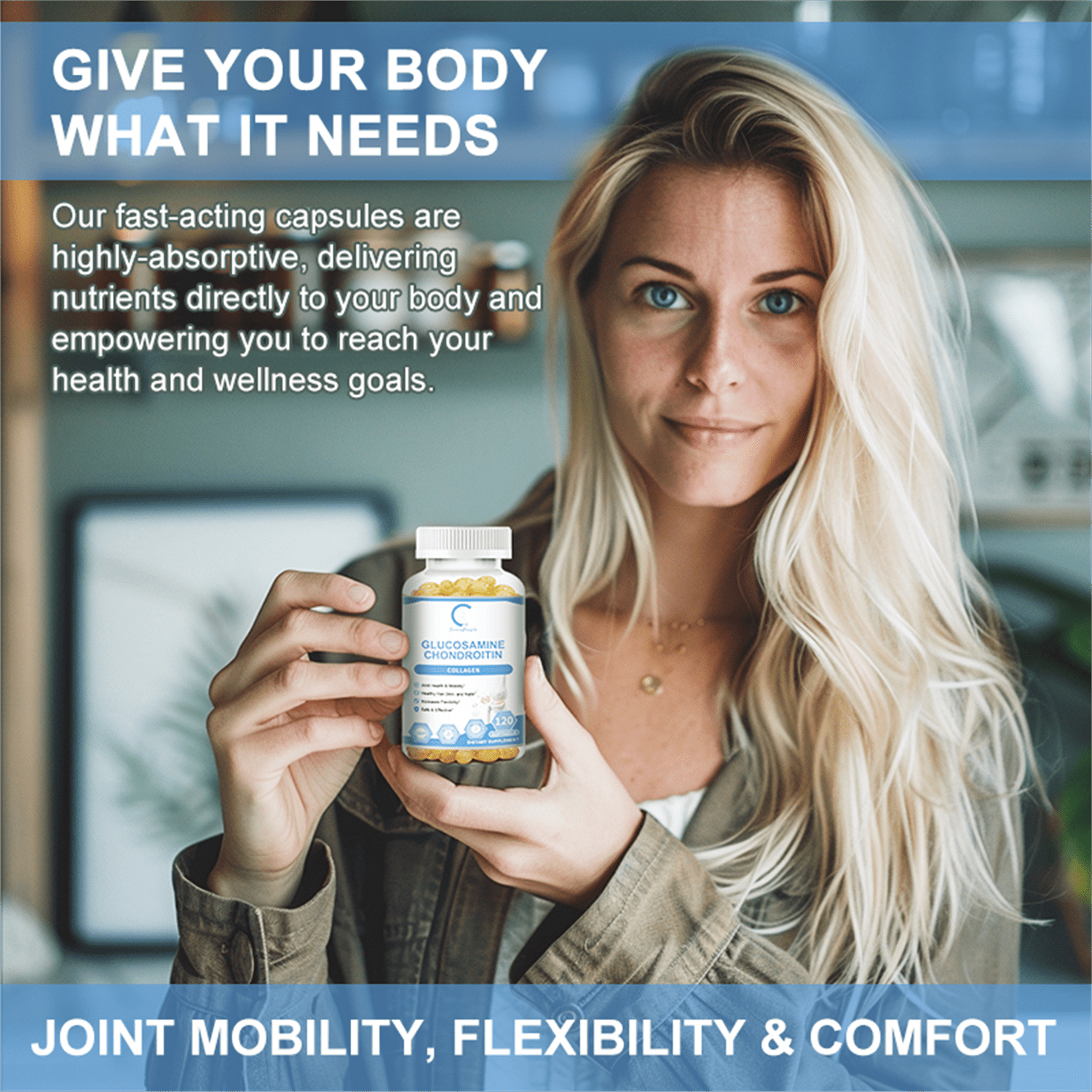 Glucosamine Chondroitin with MSM & Collagen, Supports Joint & Cartilage Health Supplement, High Absorption, Non-GMO & Vegan, 240 Capsules - Greenpeople