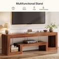 thumbnail image 5 of Finmind 63-inch TV Console Stand for 55/60/65/75-inch TVs, Farmhouse Entertainment Center with Open Storage Shelves, Walnut, 5 of 12
