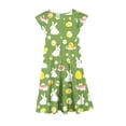 thumbnail image 2 of Lvshlubb Little Girl Dresses Easter Cute Rabbit Graphic Princess A Line Dress Crewneck Fly Sleeve Dress with Pockets Size 6-15, 2 of 5