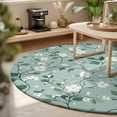 thumbnail image 3 of Round Area Rugs 3.3Ft, White Teal Spring Floral Non-Slip Washable Circle Rugs Carpet, Watercolor Flowers Summer Botanical Indoor Outdoor Rug Floor Mats Throw Runner for Bedroom Living Room Bathroom, 3 of 8