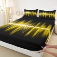 thumbnail image 3 of Homewish Modern Geometric Artistic Queen Sheet Sets,Stripes Lines Flat Sheet,Black Yellow Queen Fitted Sheet For Girls Kids,Microfiber Bedroom Decor,4-Piece, 3 of 7