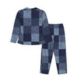 thumbnail image 2 of Junzan Blue Gingham Buffalo Check Print Womens Pajama Sets,Long Sleeve Button Down For Women Pjs 2 Piece, 2 of 9