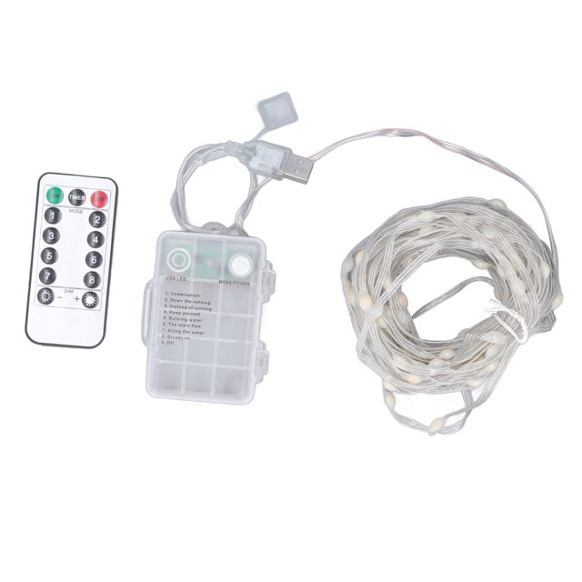 Cadena De Luces LED, IP45 A Prueba De Agua Ángulo De Visión De 360 ° Cadena De Luces De Control Remoto USB Para Patio Para Exteriores Para Festivales OTVIAP USB Remote Control Light String