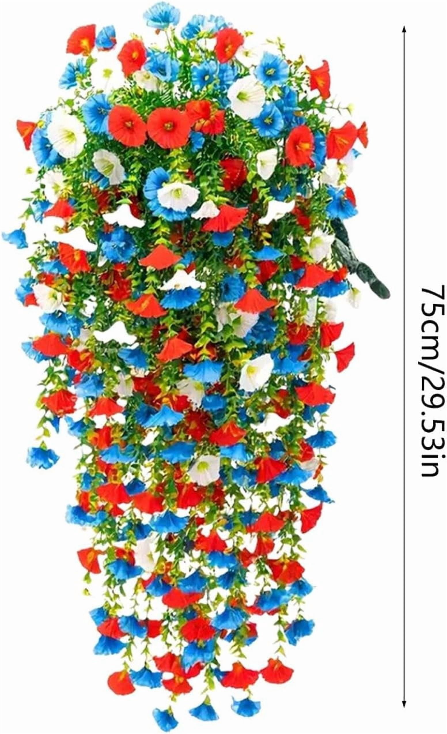29.53'' Artificial Hanging Baskets with Red White and Blue Flowers, Artificial Flowers, Flower Basket, Hanging Plant for Home Porch Patio Garden Balcony Yard Decor(2pcs)