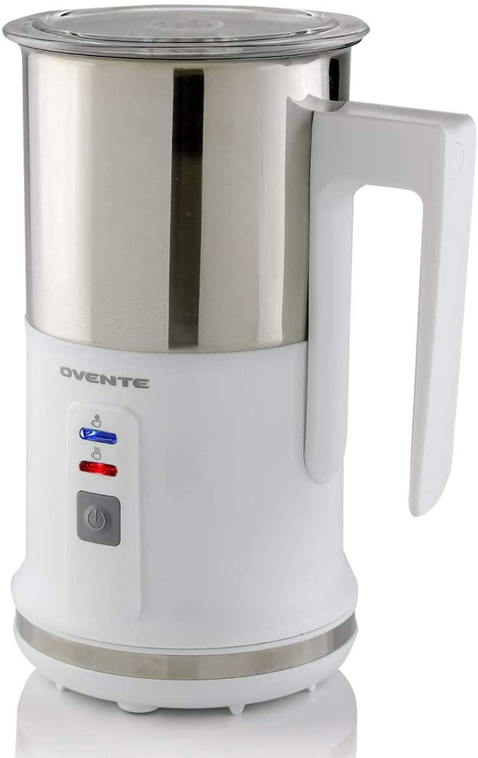 Ovente FR1208W Electric Stainless Steel Milk Frother and Steamer, White