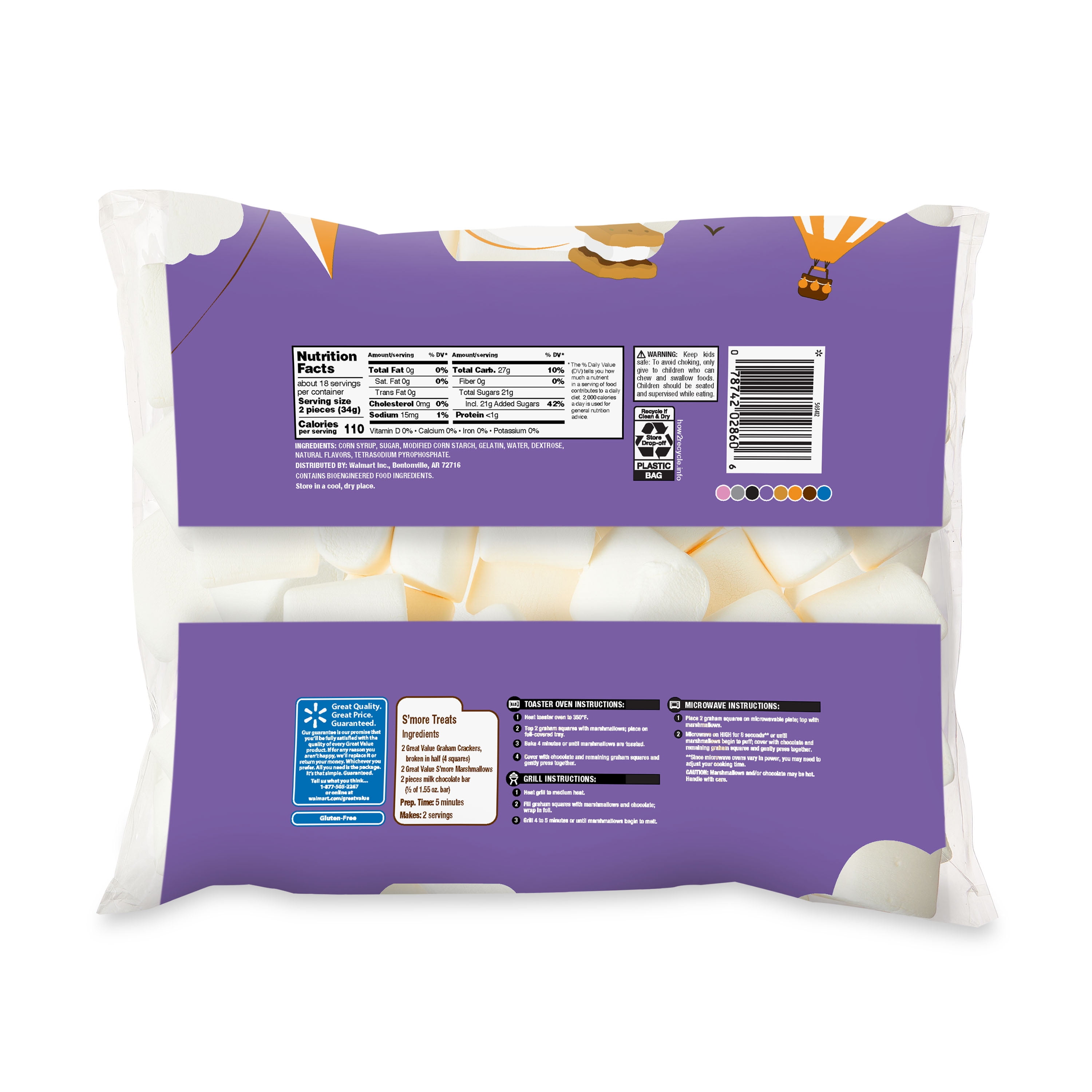 (2 pack) Great Value S'more Vanilla Marshmallows, 21 oz