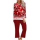 thumbnail image 1 of Puntoco Conjunto De Pijama De Manga Larga Con Cuello Redondo Y Pantalones Estampados De Moda Navideña Para Mujer Rojo Xl, 1 of 3